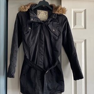 Old Navy Black Parka coat jacket removable hood M